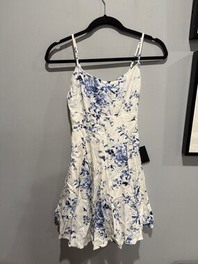 Lulu's Adorable Sweetness Ivory Floral Print Linen Mini Dress, XS